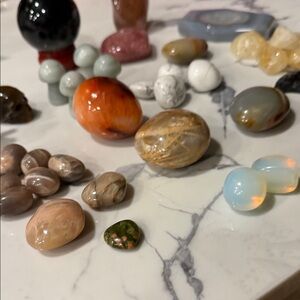 Natural Stone Decorative Set with Orange and Cream Accents